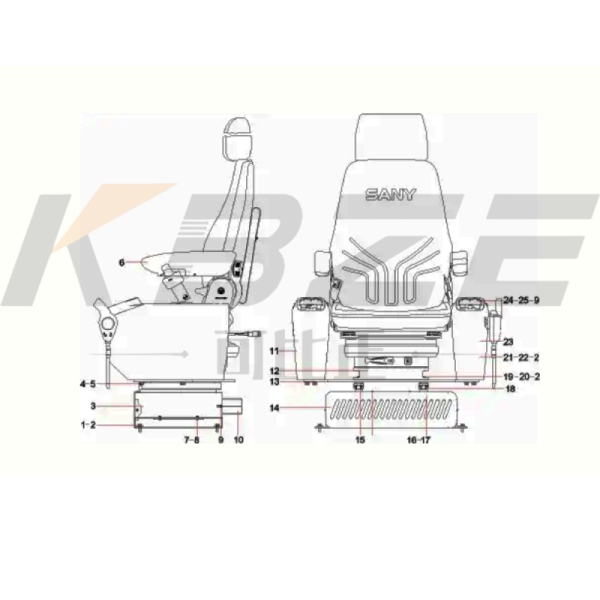 KBZE 60188806 60310290 CABIN SEAT ASS'Y REPLACE FOR SANY SY210 SY215 SY220 SY235 SY240