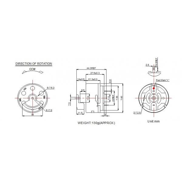 RS-450 DC Vibration Motor 45mm Diameter 12v 24v 4900 Rpm With Ball Bearing