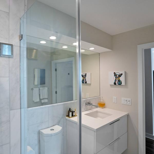 Modern Bathroom Sink Cabinets Modular Acrylic Flat Panel Wall Hanging Bathroom Vanity