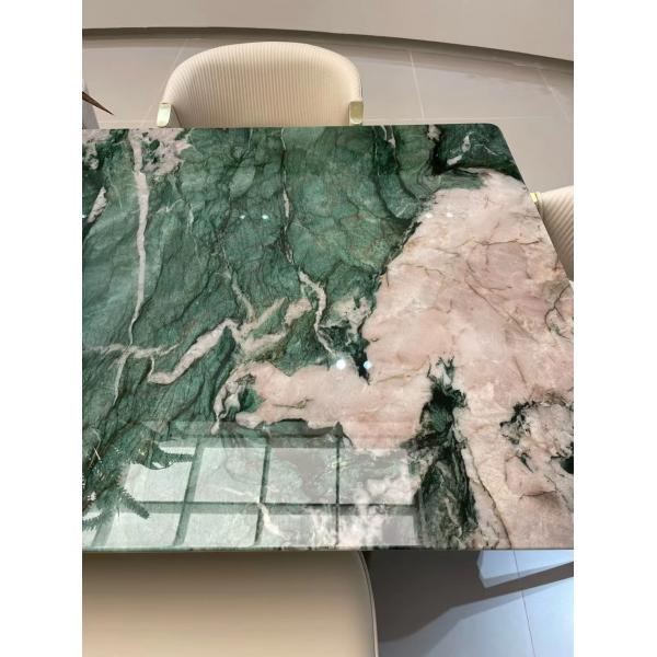 Luxury Emerald Green Marble Dining Table | Natural Artistry for Dining Room