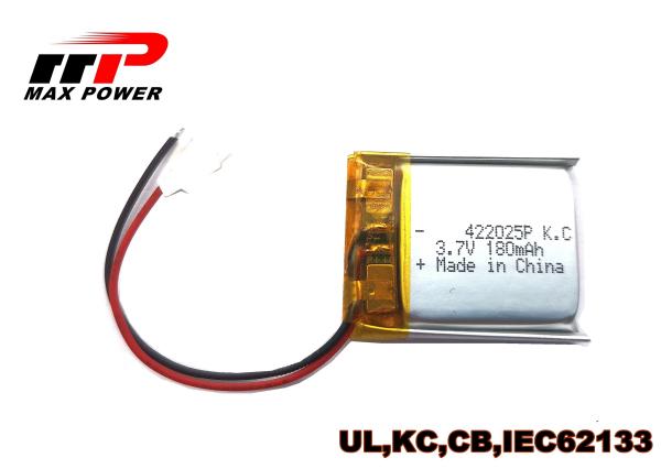 Aprovação ultra pequena dos CB UN38.3 do KC da bateria do polímero do lítio de Earbud MP422025P 180mah 3.7V dos auriculares de Bluetooth