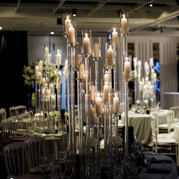 18 bras Chandelier de cristal porte-bougie Arbre de Noël 145cm