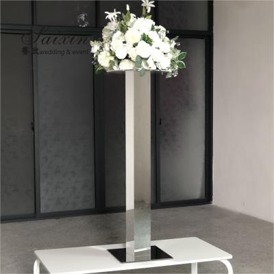 ZT-564S Venda por atacado alta prata espelho pilar de flores para decoração de mesa de casamento