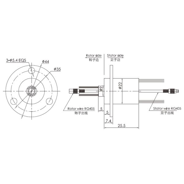 электрические контакты кольца выскальзывания сигнала HD-SDI 1080P HD 1 канал