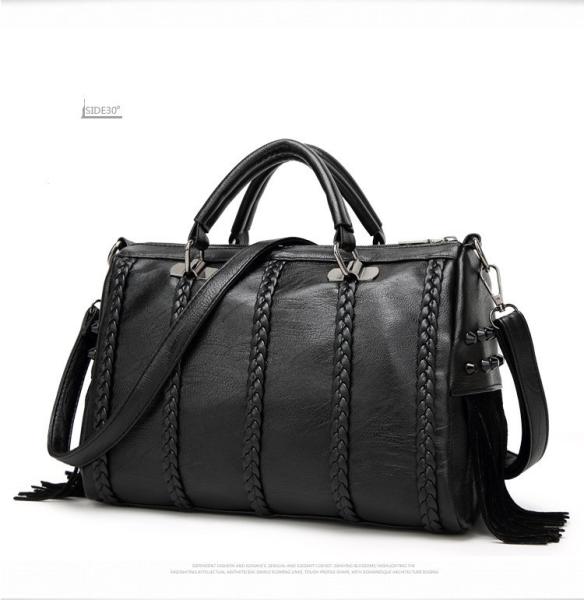 Weave Bag PU Leather Bags with Tassel Tote Bag Casual Simply Women's Handbags