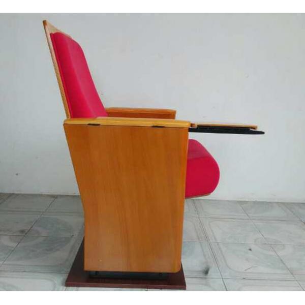 Red Furniture Wooden Folded Auditorium Chairs With Writing Pad 32 Kg OEM / ODM