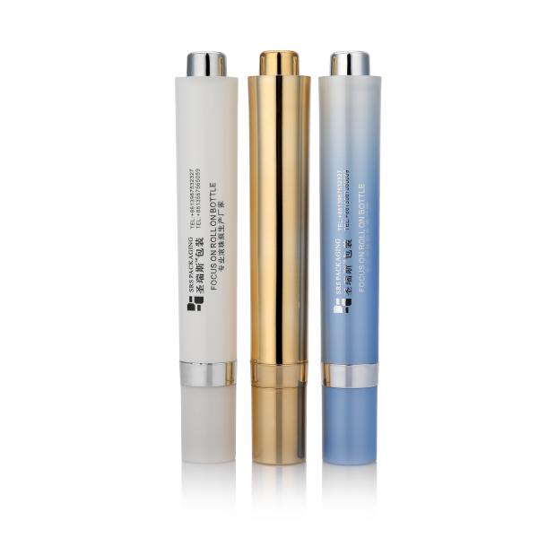 AY-15ML Gradient Blue Airless Pump Bottle With Roll On Steel Ball Under Eye Massager Packaging