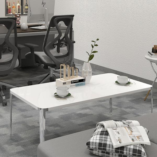Mesa de café con pie de fundición de aleación de aluminio con cable, espacio de oficina, mesa de té de negociación