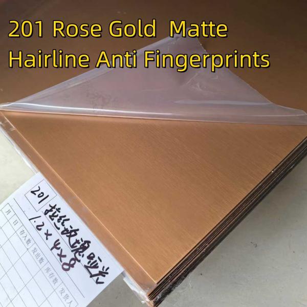 Stainless Steel Sheet 201 Grade Colour Sheet Rose Hairline Matte PVD Sheet Size:-122MM X 2240MM