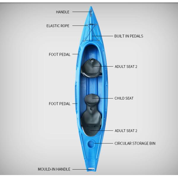 3 Person Seat Sit In Canoe LLDPE Plastic Fishing Kayak 600 Lb Capacity