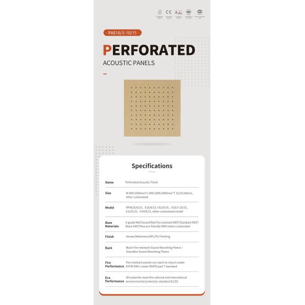 High NRC Natural Veneer Perforated Acoustic Wood Panels For Commercial Office
