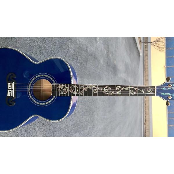 Best jumbo Blue flame maple wood acoustic Guitar Solid ebony Guitarra Customized acoustic 43 inch Jumbo guitar