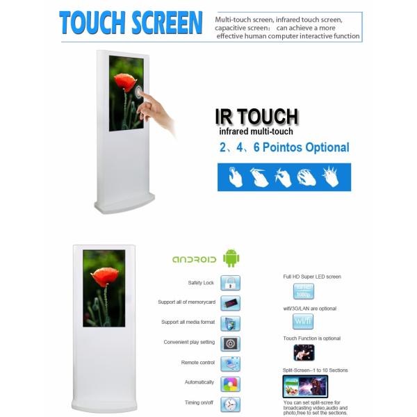 Led Backlight Interactive Touch Screen Kiosk 4K Resolution 3840 * 2160 Aluminum Frame