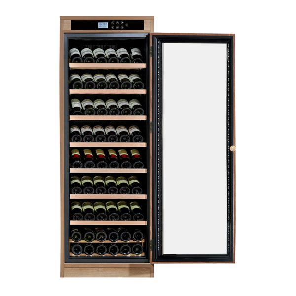 Wood Grain Finish Kitchen Wine Cooler Cabinet with Precision Temperature Control and Adjustable Shelves