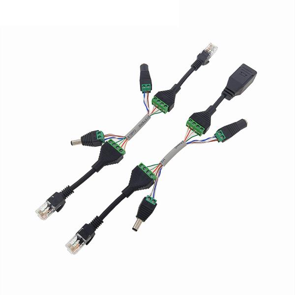 Female Jack RJ45 Network Connector Male DC Power Plug To Screw Terminals Adapter for CCTV Camera