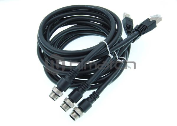 4 Pairs Shielded Ethernet Cable , PVC Flexible RJ45 To M12 M12 D Coded Cable