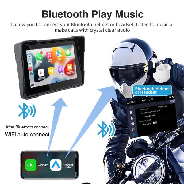 Portable 5 polegadas tela carplay 1080P CAMERA FRONTE traseira bicicleta com GPS de navegação DVR MOTO CAMERA