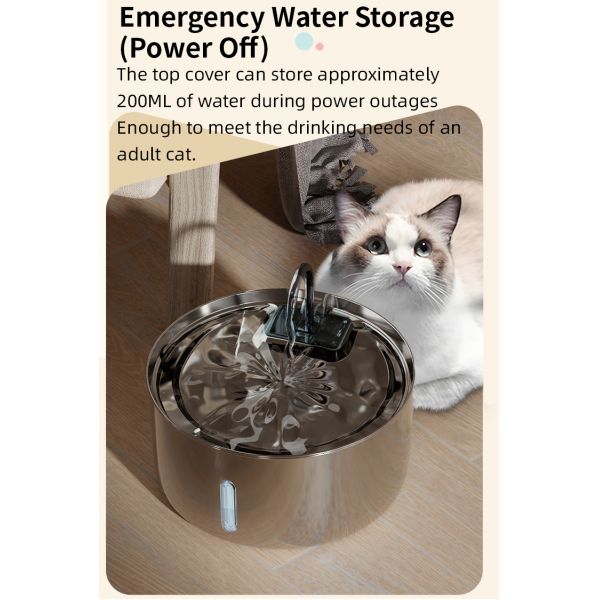 7L Large Capacity Automatic Pet Water Dispenser Intelligent Circulation Stainless Steel Chargeable Travel Bowls for Dogs Cats