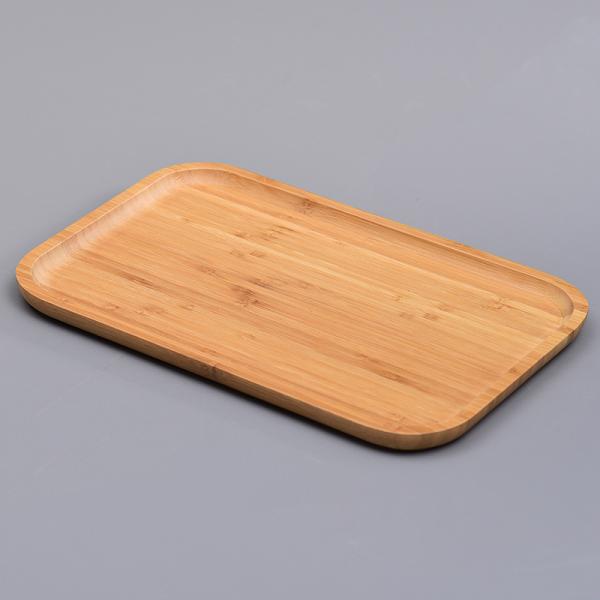 Customized Natural Solid Wood Bamboo Food Cutlery Tray in Different Sizes and Shapes