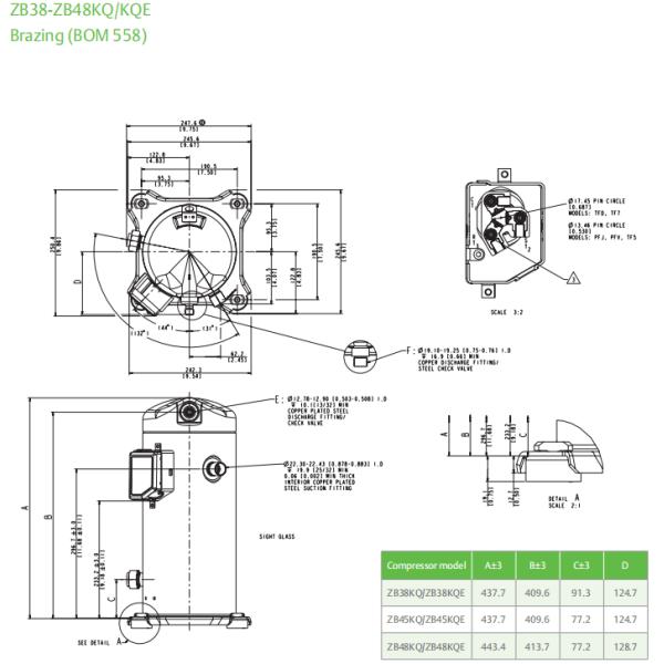 Компрессор компрессора ZB38KQE-TFD-558 Copeland переченя масла 5HP Poe герметичный