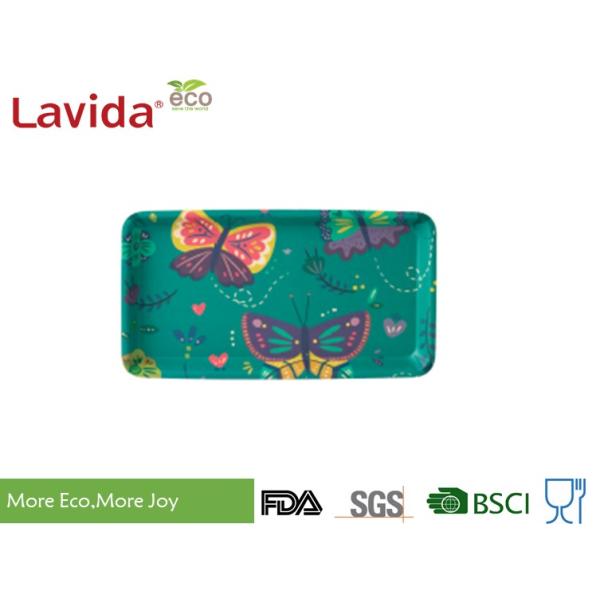 Colorful Tropical Butterfly Style Bamboo Dinnerware Set Eco - Friendly For Indoor / Outdoor