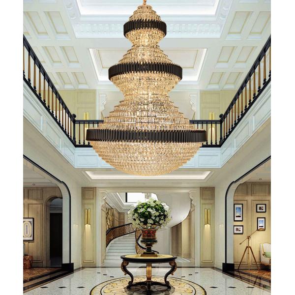 Top luxury Staircase Chandelier Lighting Large Home Decoration Crystal black ceiling light(WH-NC-93)