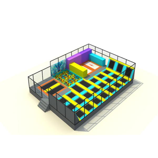Primary School Kids Trampoline Park Galvanized Steel Pipe And Nylon Mesh Material