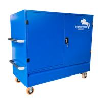 Lockable Large Metal Blue Horse Equipment Saddle Tack Box With 2 Saddle Holders