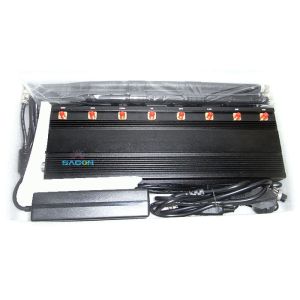 8 Channels Desktop Cell Phone Jammer with 40m Range and 365 Days Working for