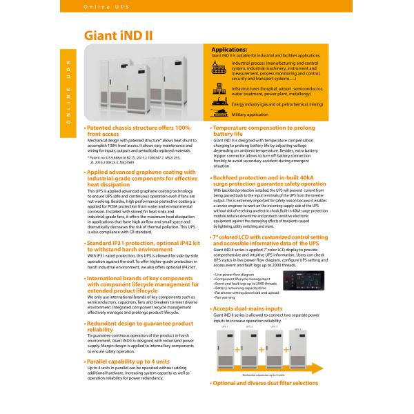 Гигантский iND ll OEM UPS Промышленное снабжение Онлайн UPS Электроснабжение для высоких потребностей в энергии