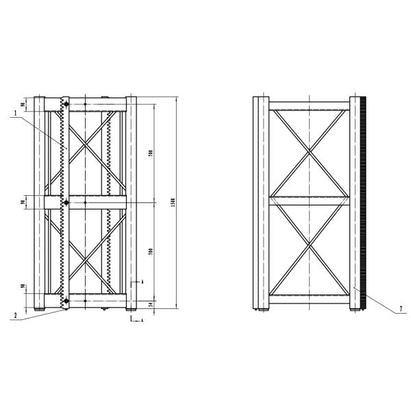 Hot Dip Galvanized 650mm Mast Section With Rack For Construction Site