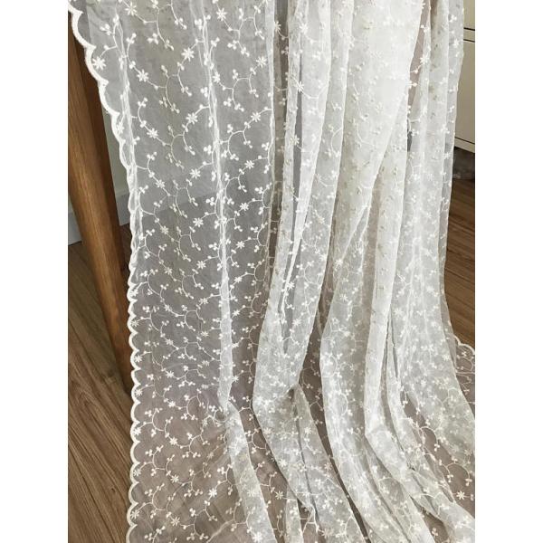 Винтажная флористическая ткань цвета слоновой кости шнурка нейлона двором для ширины платьев свадьбы 120км