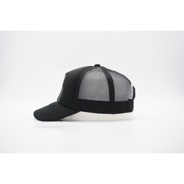 Black Mesh 5 Panel Sports Trucker Cap Men's and Women's Adjustable High Crown Foam Mesh Cap