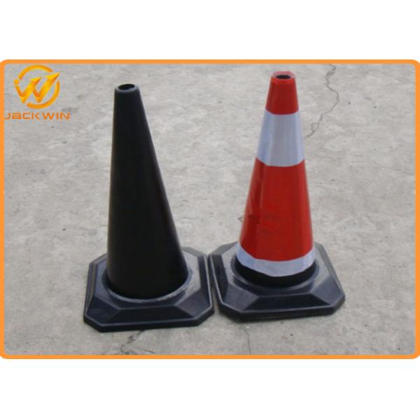 Heavy Duty Rubber Reflective Traffic Safety Cones Red Black Waterproof 70 cm Height
