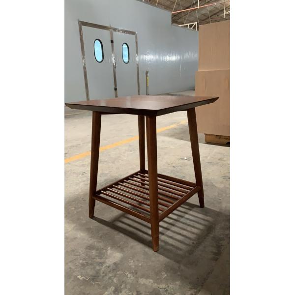 Home Solid Wood Square Side Table Furniture 500*500mm With 2 Shelves
