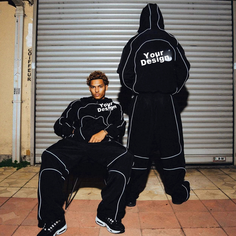 Custom OEM ODM Drawstring‑Trim Hooded Zip‑Up Cardigan, Loose Street Hip‑Hop Team Hoodie for Men & Women