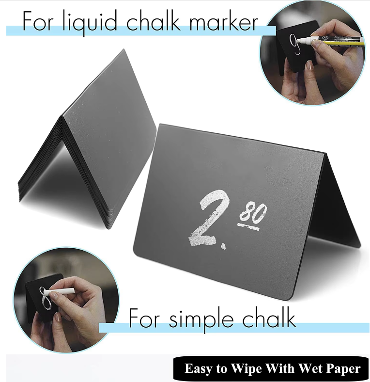 Plastic V Shape Chalk Board Sign Board Blank Mini Blackboard Stand Label Table Display For Retail