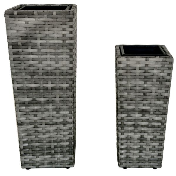 Outdoor Indoor Rattan Flower Pot Wicker Garden Square Planter