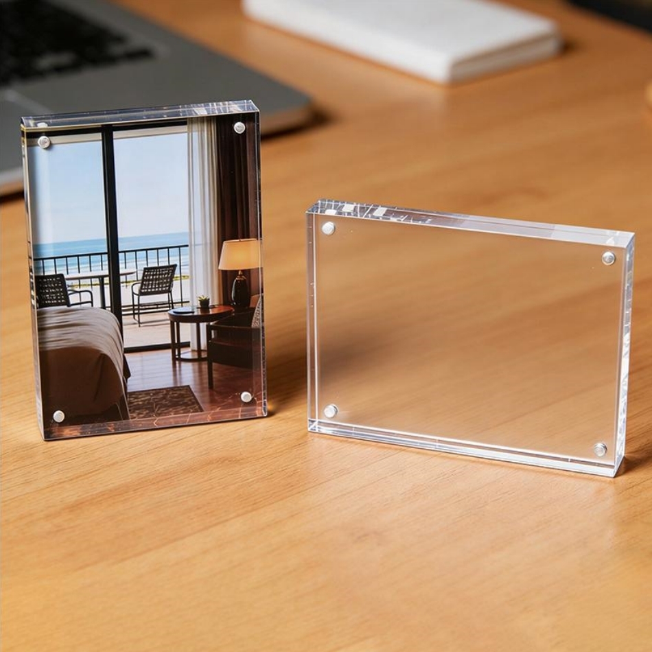 4x6 Inch Acrylic Photo Frame with Double-Sided Display and Magnetic Closure for Desktop