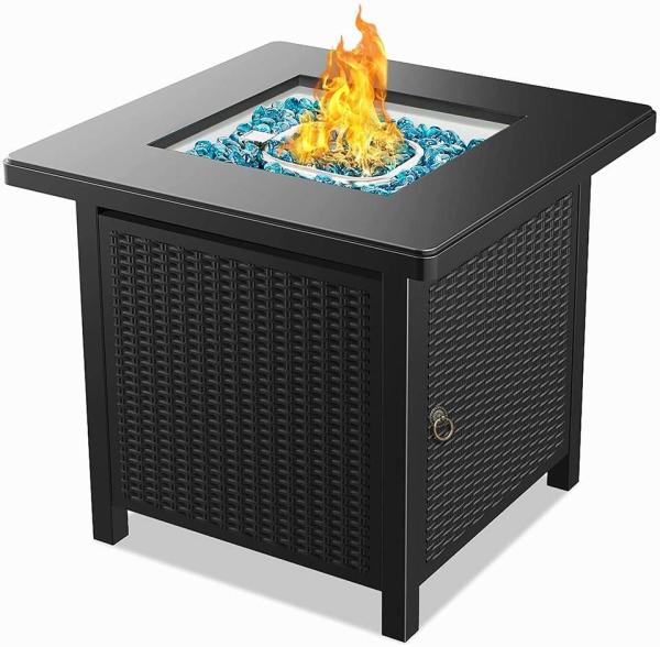 Crater Rectangle Tabletop Fire Pit 28 Inch Steel With Cover Lid
