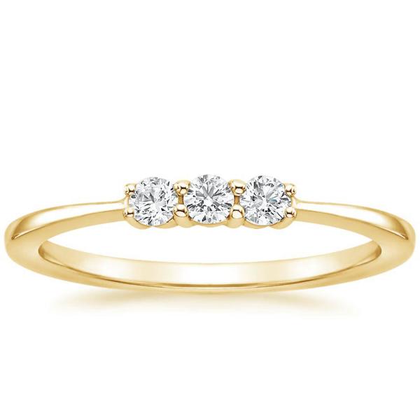 Stone Size 3mm 14K Yellow Gold Jewelry , 3 Stone Engagement Ring Claw Setting Type