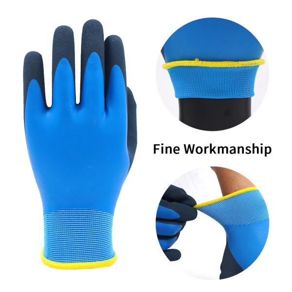 Anti Slip Fully Coated Latex Gloves Oil Resistant Work Gloves Waterproof