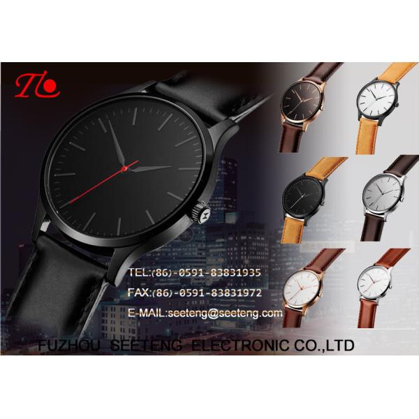 High Quality Stainless Steel Quartz Wrist Watches business style PU leather band for Men
