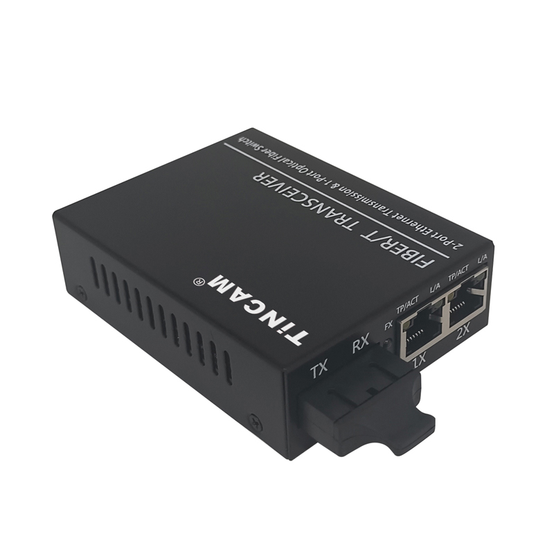 TiNCAM Factory 10/100Mbps 1 Fiber 2 PoE Port Fiber Media Converter IEEE 802.3af/at 20km Single Mode Dual Fiber 1310nm SC 48W Power Adapter TBC-PSF4312E-D20S