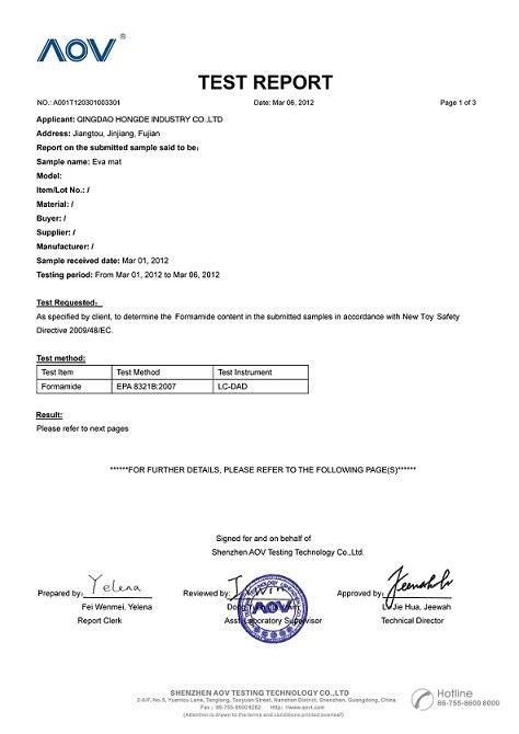 Qingdao Hongde New Material Co., Ltd Сертификации