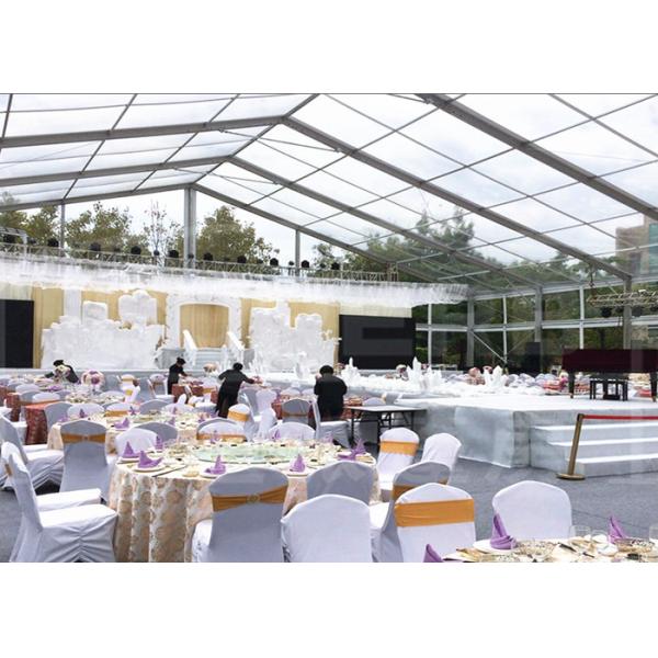 Transparent Wedding Party Tent With Glass Doors , White Tent Wedding Reception