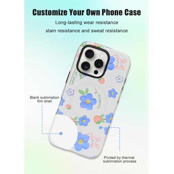 2 In 1 White 3D Sublimation Blank Mobile Cases Custom iPhone Covers