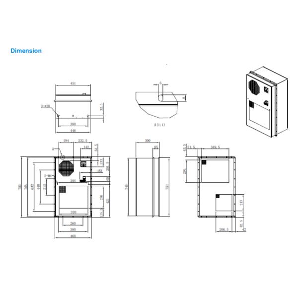 AC220V 3000W Cabinet Air Conditioner For Outdoor Cooling Mounted On Door
