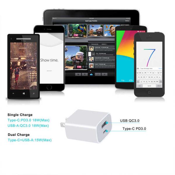 18W Dual USB Wall Charger with Type-C and USB-A Fast Charging