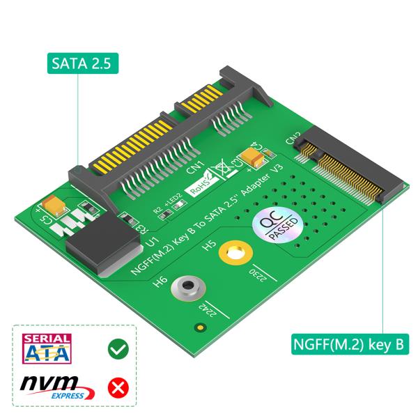 M.2 SATA SSD to SATA III 2.5インチ アダプター NGFF M.2 デスクトップとラップトップ用のキーB拡張カード SATA SSDのサポート 2230 2242mm